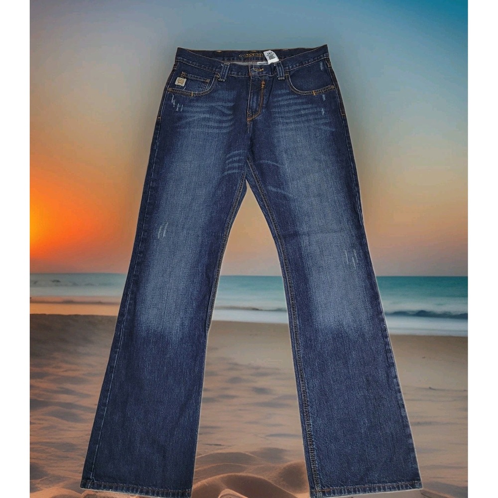 👖Cinch Jeans Mens 37x38.5 Dark Wash Distressed CARTER Relaxed Bootcut Western